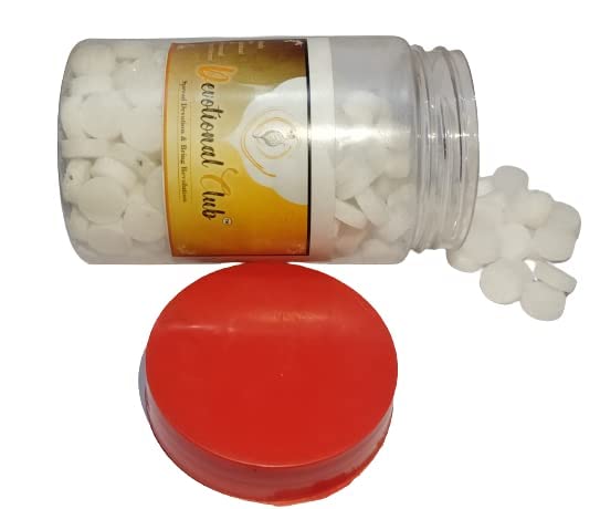 DevotionalClub® Pure Premium Camphor Tablets Jar (200gm) – No Residue | For Meditation, Havan, Pooja & Positive Energy