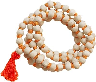 DevotionalClub® White Tulsi Mala – 108+1 Large Beads for Japa, Puja & Meditation