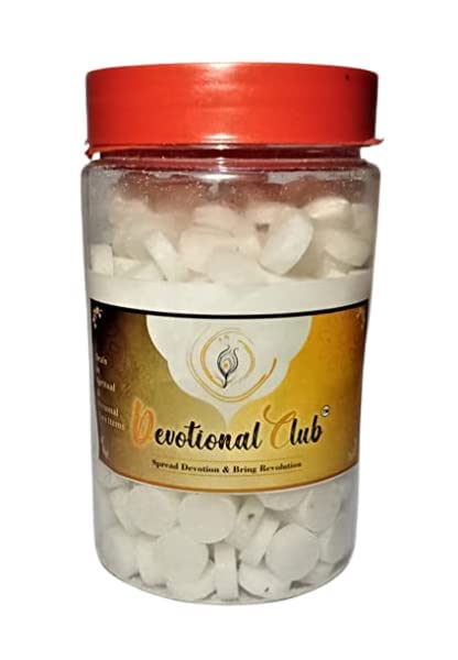 DevotionalClub® Pure Premium Camphor Tablets Jar (200gm) – No Residue | For Meditation, Havan, Pooja & Positive Energy