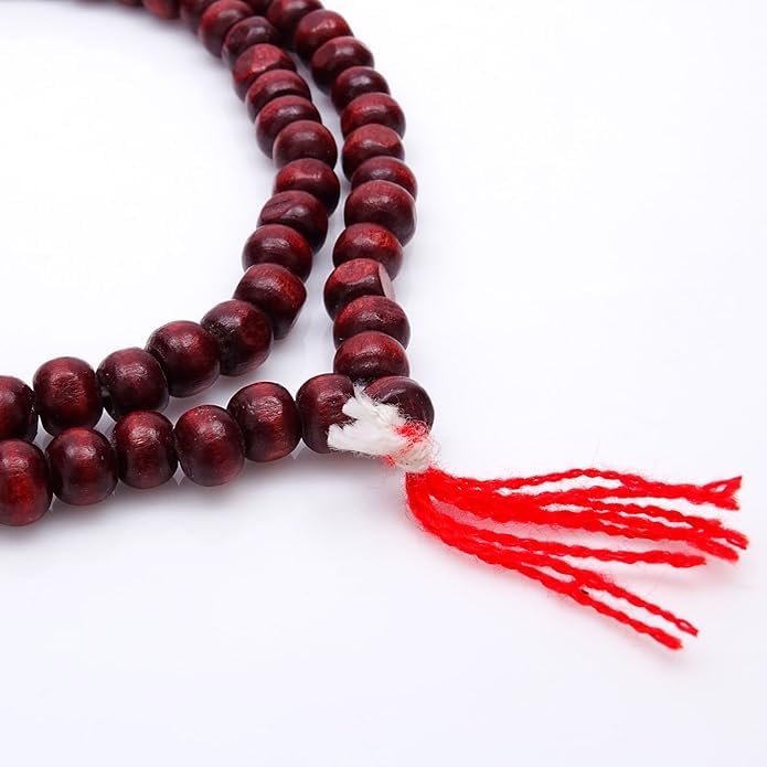 DevotionalClub® Original Lal Chandan Mala – 108+1 Red Sandalwood Beads (7–8mm) for Japa, Puja & Meditation